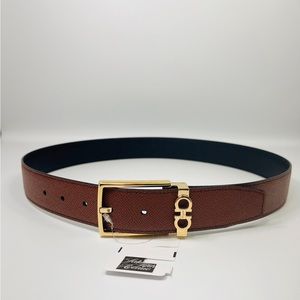 Salvatore Ferragamo Double Adjustable Gancini Buckle Leather Belt